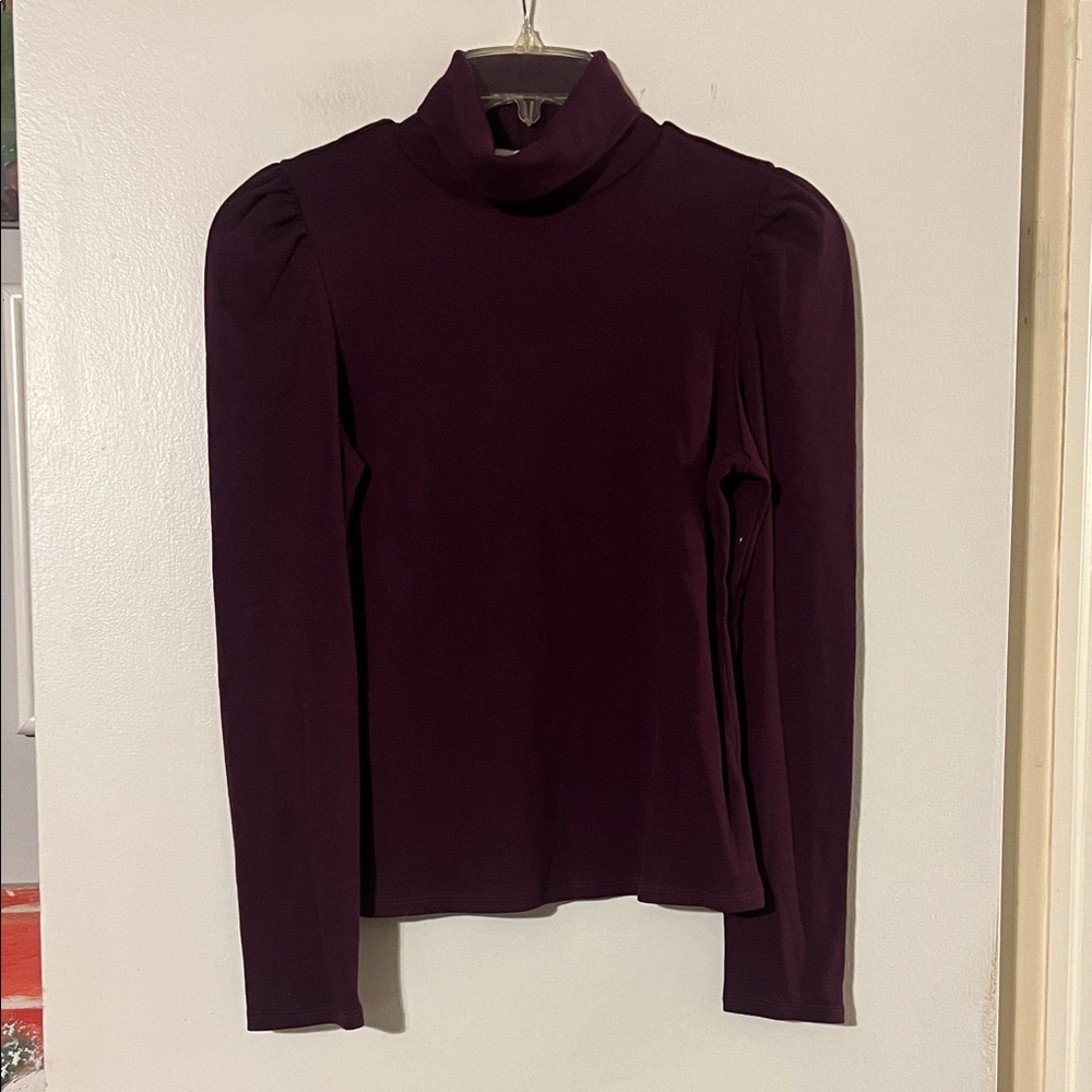 CeCe purple ribbed turtleneck lightweight sweater